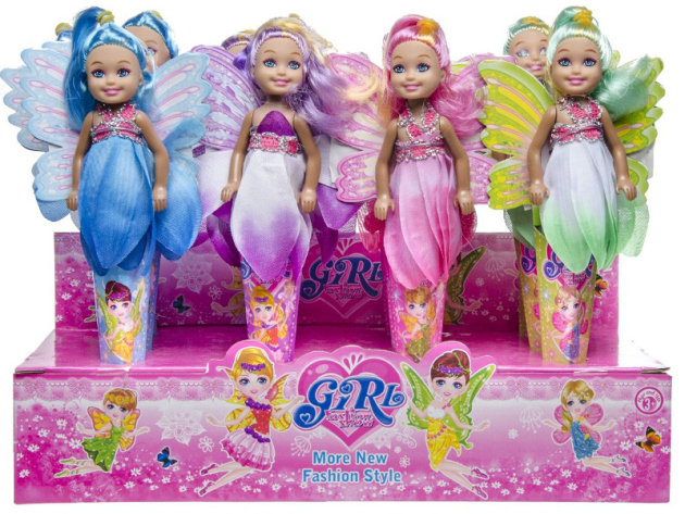 Puppen in Blumentüte, 4-fach sortiert, 12er Display