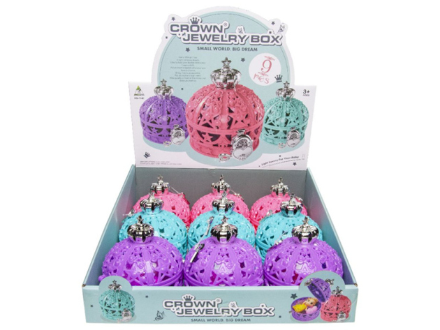 Puppen Kronenbox mit Puppe, 3-fach sortiert, 9er Display