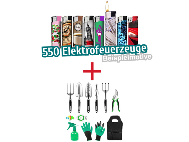 550 Elektrofeuerzeuge + 13-teiliges Gartenwerkzeuge-Set