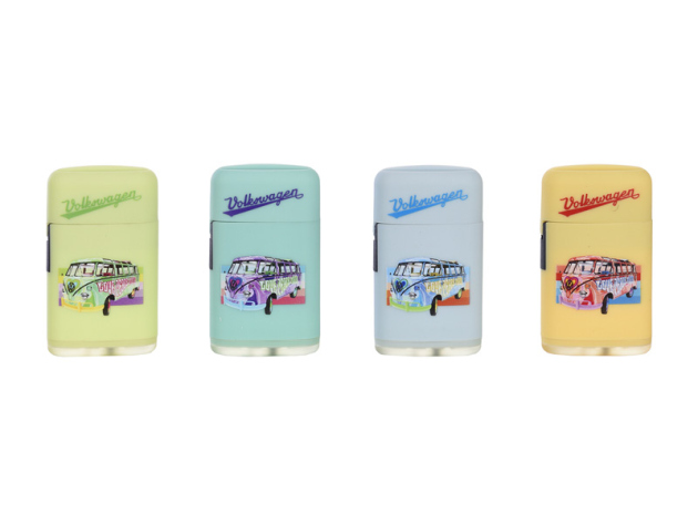 Sturmfeuerzeuge "VW Bus" Jetflame Blaue Flamme, 4-fach sortiert, 20er Display