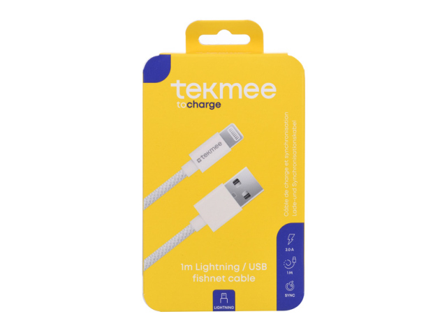 Tekmee Textilkabel, USB auf Lightning, 2.0 A, 1m, einzeln