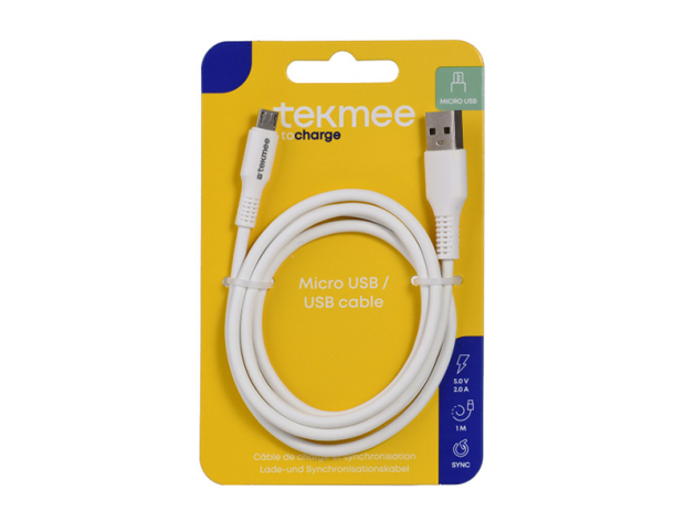 Tekmee Ladekabel, USB auf Micro USB, 2.0 A, 1m