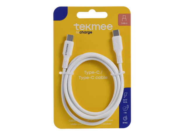 Tekmee Ladekabel, Type-C auf Type-C, 2.0A, 1m
