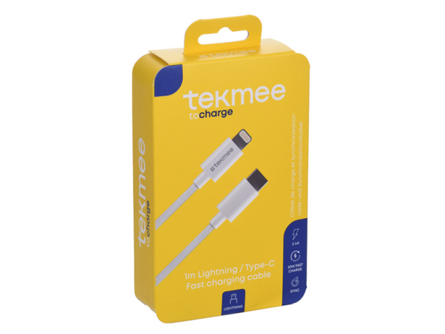 Tekmee Ladekabel, Lightning auf Type-C, 2.4 A, 20W, 1m