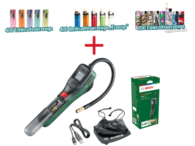 Aktion 1000 Feuerzeuge + Bosch elektr. Luftpumpe