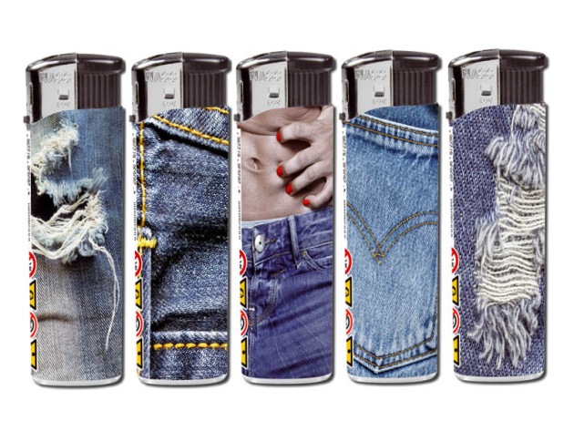 Elektrofeuerzeuge "Blue Jeans", 50er Display