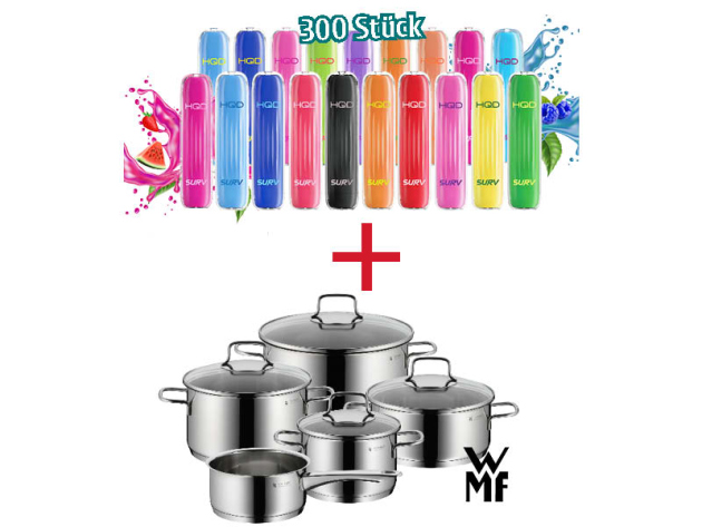 Aktion 300 x HQD SURV + WMF Astoria Topf-Set, 5-teilig