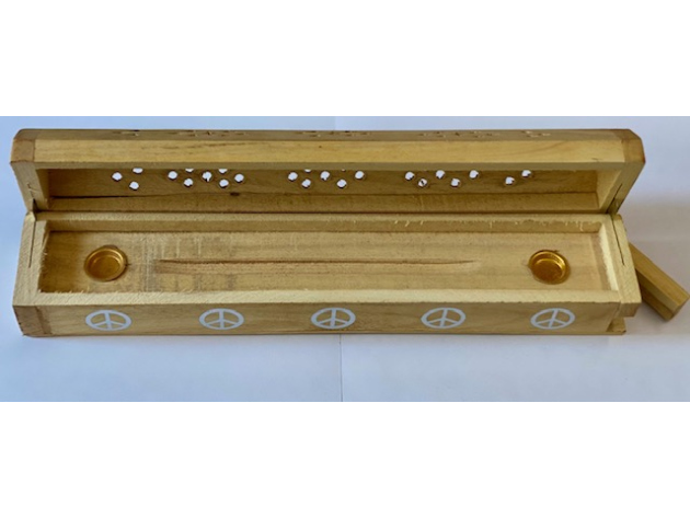 Räucherstäbchenbox "Peace" aus Holz, ca.30 x 5,5 x 6,5 cm, 2er Set