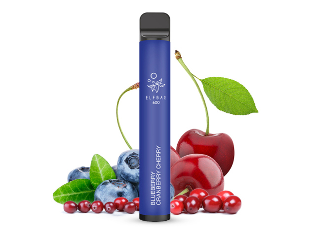 ELFBAR 600 - "Blueberry Cranberry Cherry" (Blaubeere, Cranberry & Kirsche) - 20 mg - ca. 600 Züge. mit Kindersicherung