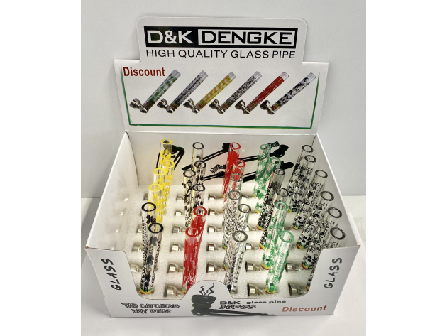 Glaspfeifen "Hanf & Skull" mit Sieb, 9,5cm, 30er Display