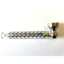 Glaspfeifen "Hanf &amp; Skull" mit Sieb, 9,5cm,...