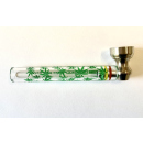Glaspfeifen "Hanf & Skull" mit Sieb, 9,5cm, 30er Display
