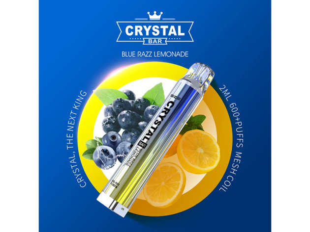 Crystal Bar - Blue Razz Lemonade (Blaubeere, Limonade) - E-Shisha - 2% Nikotin - 600 Züge