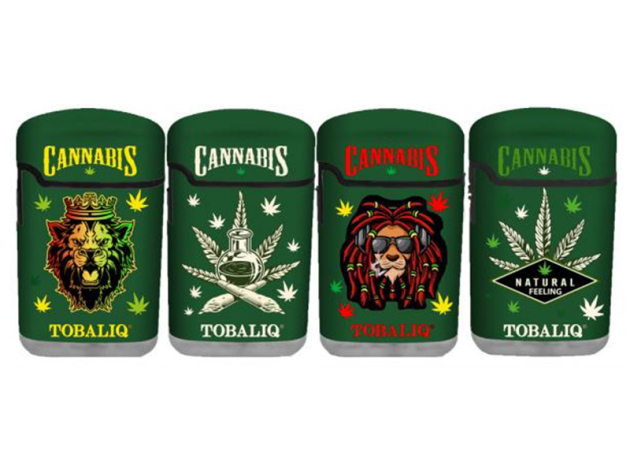 Sturmfeuerzeuge "Cannabis King 2" Rubber, Jet-Flame 24er Display