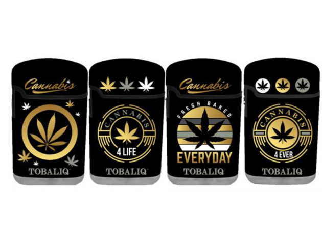 Sturmfeuerzeuge "Cannabis 4 Life" Rubber, Jet-Flame, 24er Display