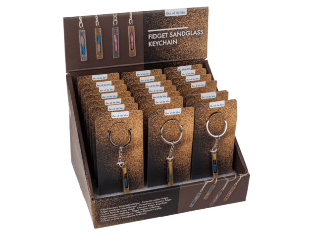 Schlüsselanhänger "Fidget-Sanduhr" ca. 5 cm 2-fach sortiert, 24er Display