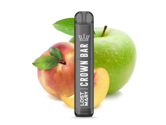 Crown Bar by AL Fakher x Lost Mary - Peach Green Apple (Pfirsich Grüner Apfel) - E-Shisha - 20mg - 600 Züge