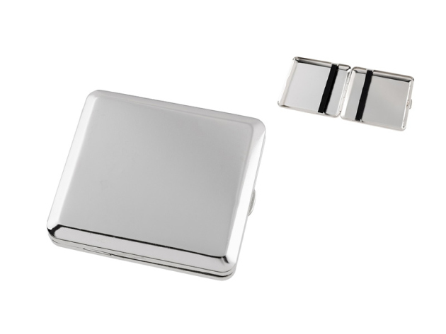 Zigarettenetui "Angelo" Chrom Satin, für 18 Zig., mit Gummiband