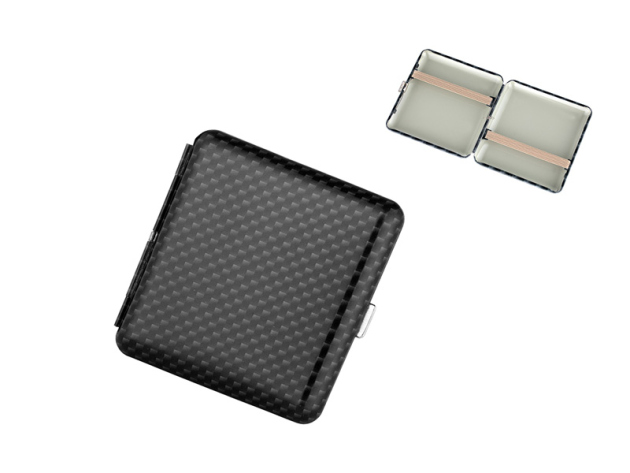 Zigarettenetui "Angelo" Carbon Optik, für 18 Zig., mit Gummiband