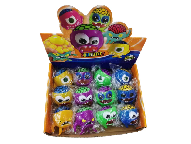 Quetschbälle Monster, 6,5cm 12er Display