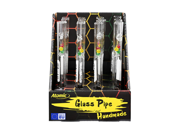 Glaspfeife "Rasta Balls", Länge 12,5 cm, 16er Display