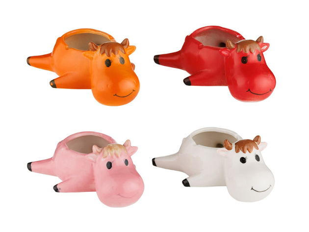 Aschenbecher "Kuh" 17,5 x 12,5 x 7,3 cm, 4-fach sortiert; 4er Set