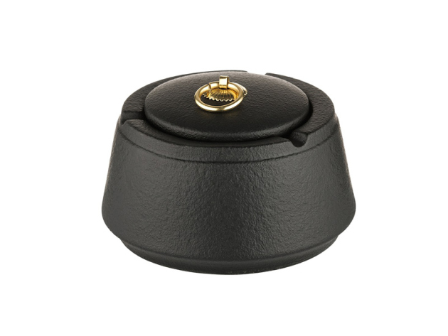 Windascher "Steingut" schwarz, rund, mit Deckel, 13 x 9 cm