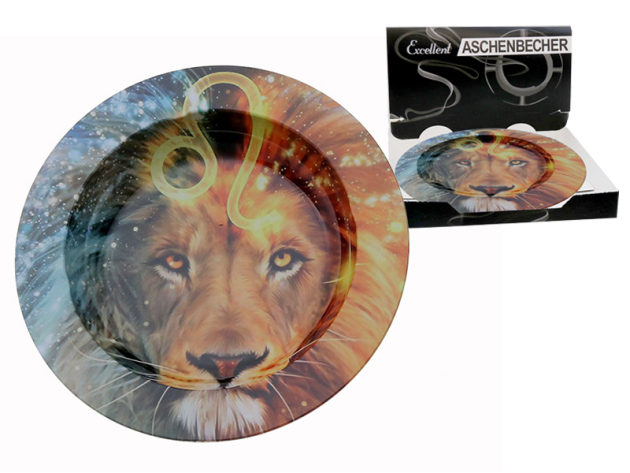 Aschenbecher "Lion" bunt aus Metall, Ø ca.14 cm