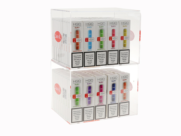 Aktion 120 x HQD SURV mit Nikotin + Acryldisplay stapelbar GRATIS