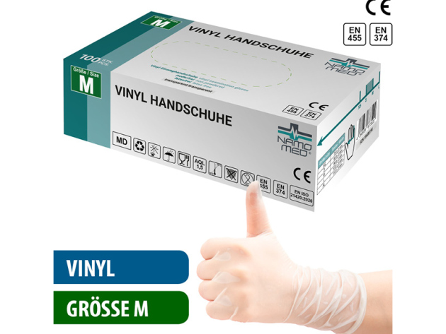 Vinyl-Medical "M" Handschuhe, 100 St./Box, transparent