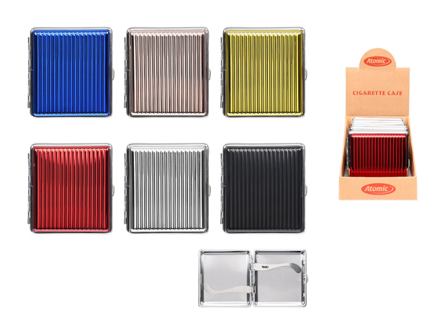 Zigarettenetui "Linien" für 20 Zig., mit Spange, 6-fach sortiert, 6er Display