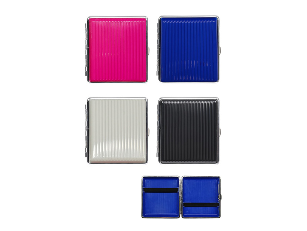 Zigarettenetui "Linien" für 20 Zig., mit Gummiband, 4- fach sortiert, 6er Pack