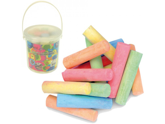 Straßenmalkreide, 12er im Eimer farbig sort.