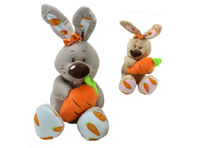 Plüsch Hase mit Karotte, ca. 22cm, 2 sort.; einzeln