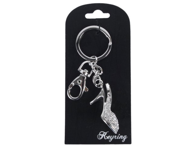 Schlüsselanhänger "High Heel Glitzer" Silber mit Glitzer