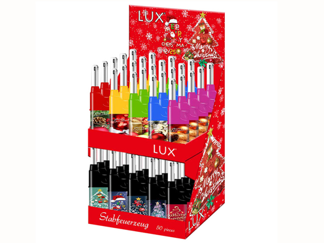 Stabfeuerzeuge Mini "Christmas"; 10-fach sortiert; 50er Display