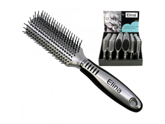 Haarbürsten gumm. Griff, 22-24cm, 36er Display, 6 fach sortiert