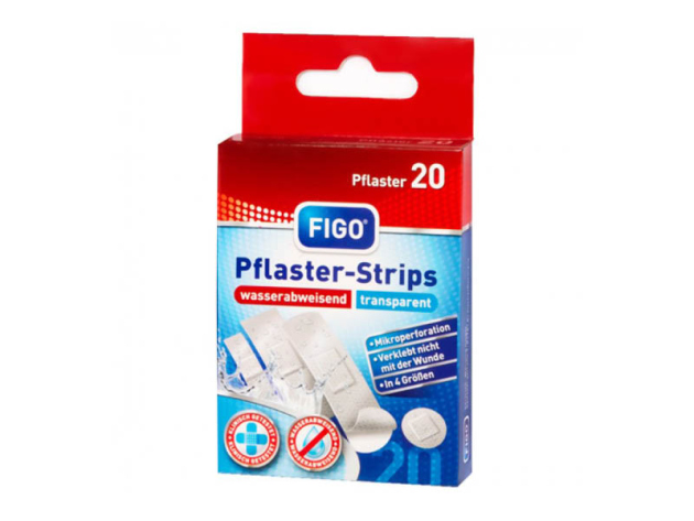 Wundverband Strips 20er transp. & wasserabweißend