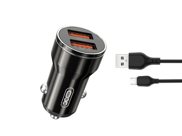 USB-Adapter for Cigarette Lighter, with light, 2-fold assorted