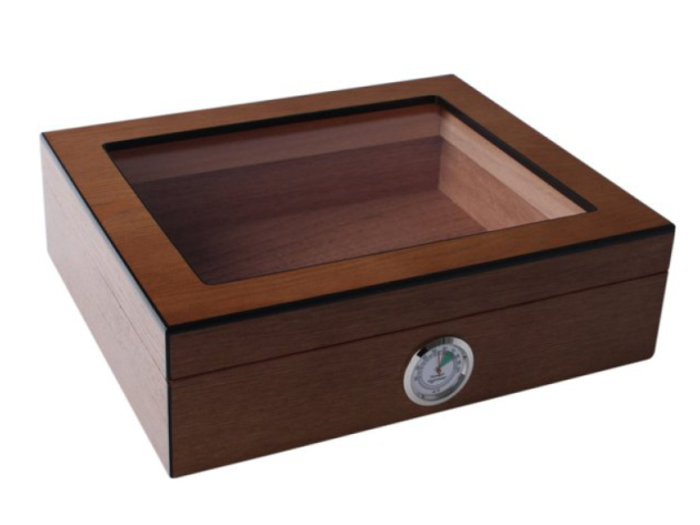 Humidor "Glastop Echtholzfurnier" für 20 Zigarren, 25,8x21,8x7,5cm