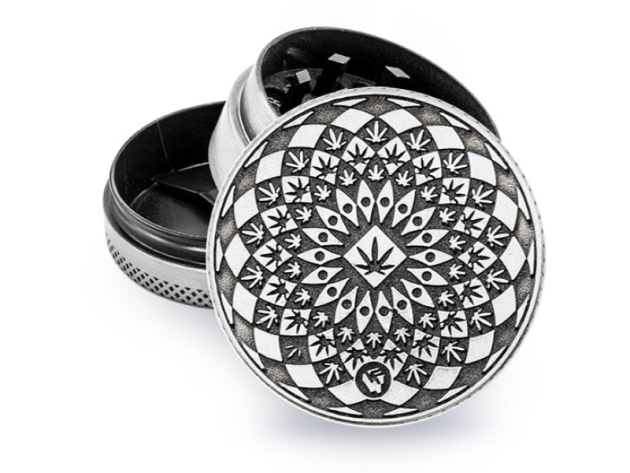 Grinder "Silver Mandala Leaf" Metal; 3-tlg.; Ø 40 mm