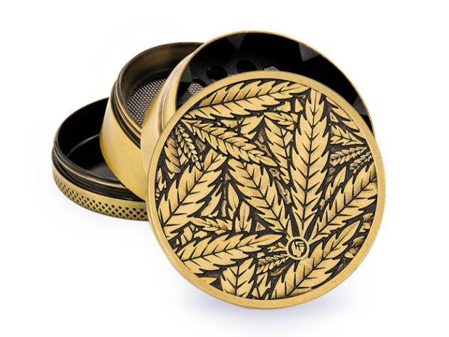 Grinder "Gold LEAVES #33" Metal, 4-tlg.: Ø 50 mm