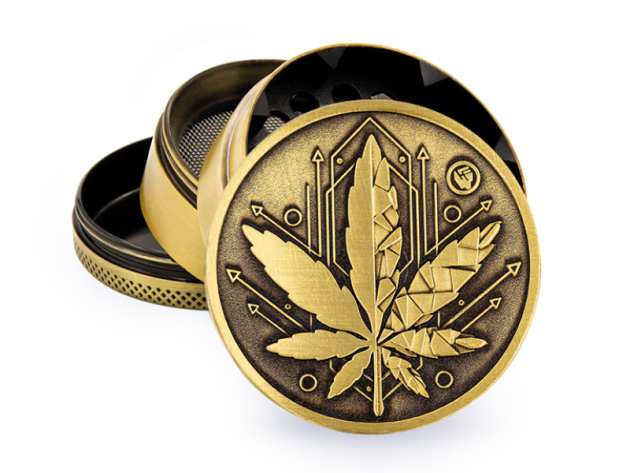 Grinder "Gold GEOMETRICAL LEAF" Metal, 4-tlg.: Ø 50 mm
