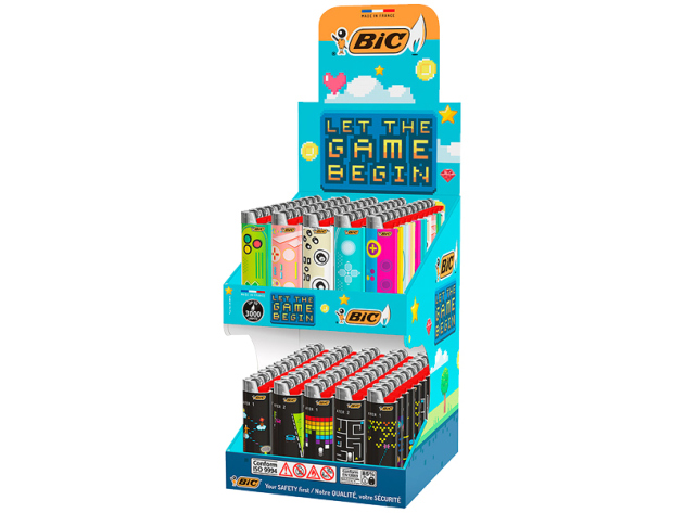 1x BIC 2-fach-Thekenaufsteller „Let the game begin“