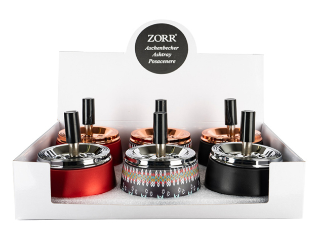 Drehaschenbecher "Zorr" Ø 8,8 cm, 6er Display