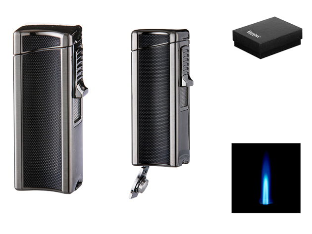 Zigarrenfeuerzeug "Dark Gun" schwarz gebürstet; mit Bohrer