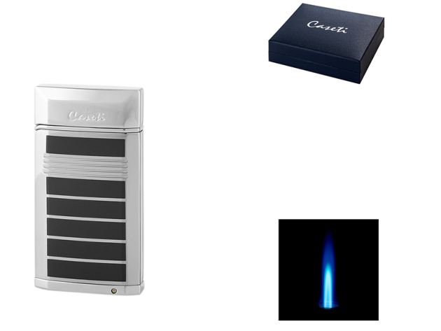 Zigarrenfeuerzeug "Caseti" chrom-grau; Tours Jet-Flame, mit Bohrer