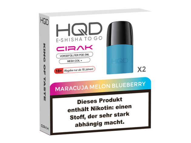 HQD Cirak Pod - Maracuja Melon Blueberry (Blaubeere, Maracuja, Melone) - 18mg - 600 Züge - 2er Set