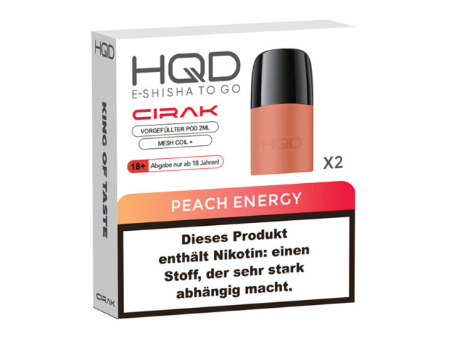 HQD Cirak Pod - Peach Energy (Energy-Drink, Pfirsich) - 18mg - 600 Züge - 2er Set
