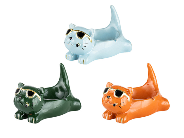 Wind Ashtray "Ceramic-Black" with creases, 6 cm x Ø14 cm